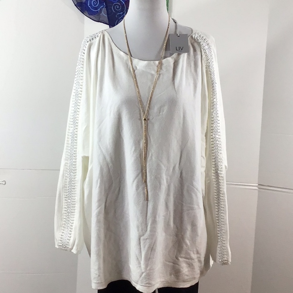 Liv Milano cream color embellished sweater 3X NWT
